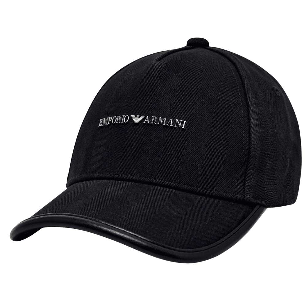 Metal Logo Textured Navy Cap