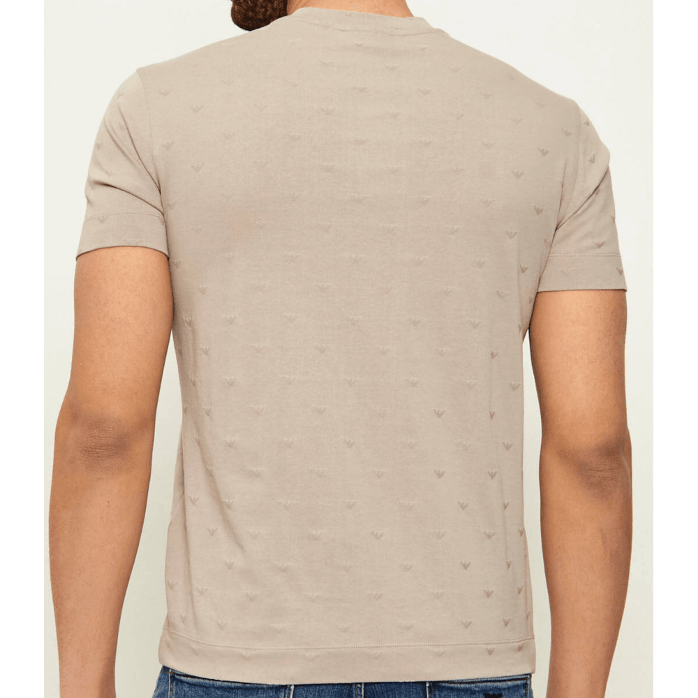 Micro Eagle All Over Slim Fit Beige T-Shirt