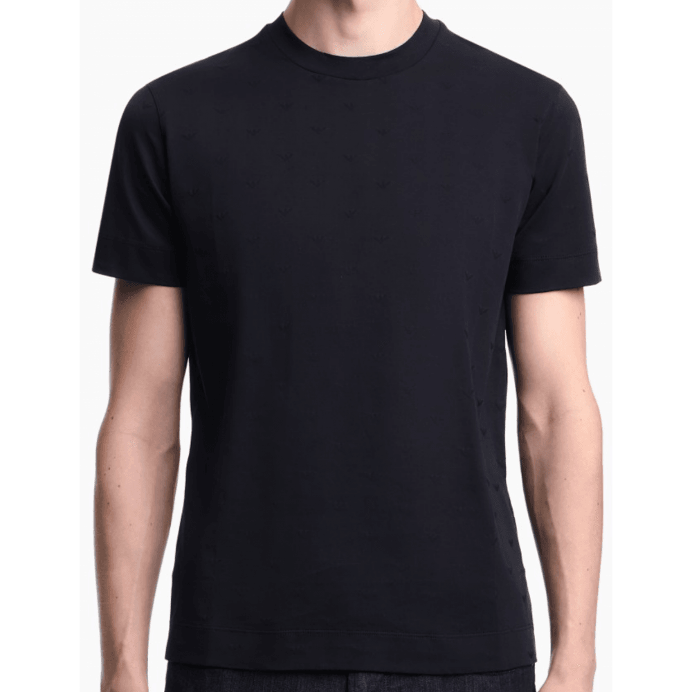 Micro Eagle All Over Slim Fit Navy T-Shirt