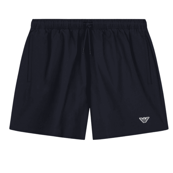 Nylon Embroidered Logo Black Swim Shorts