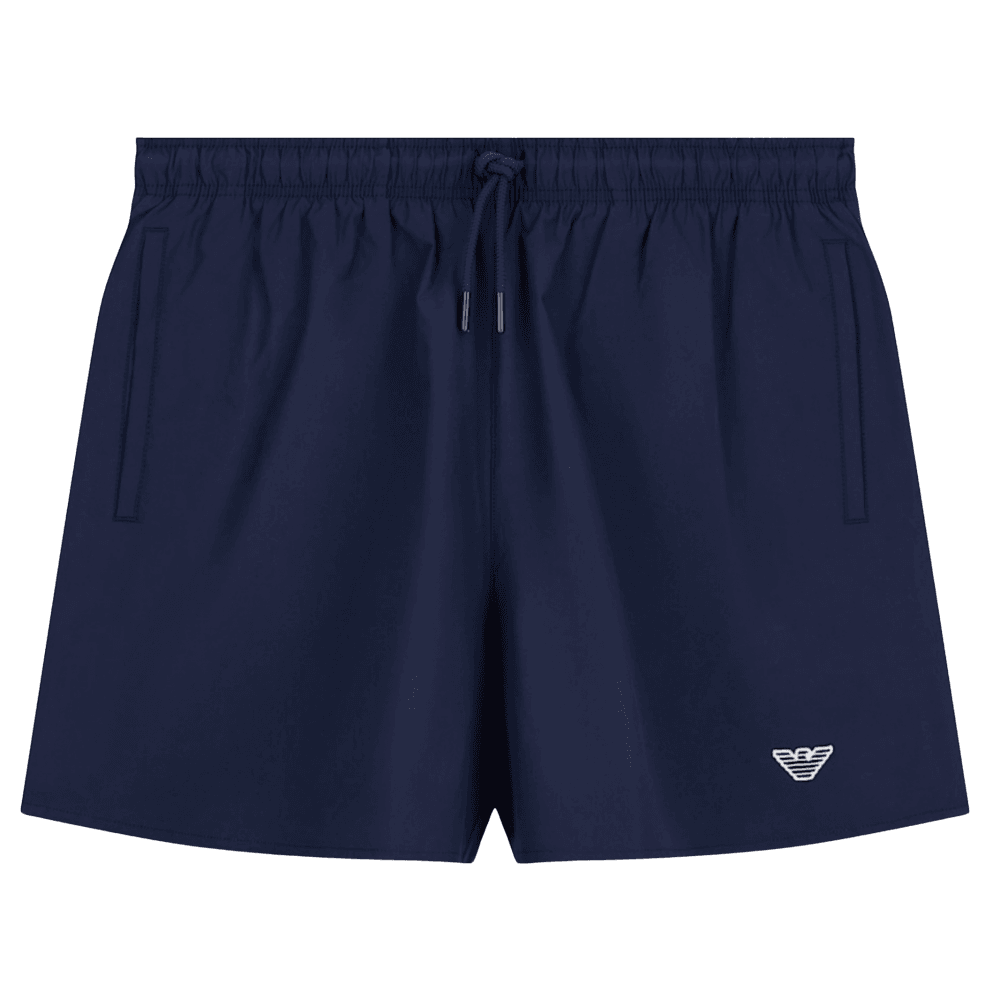 Nylon Embroidered Logo Navy Swim Shorts