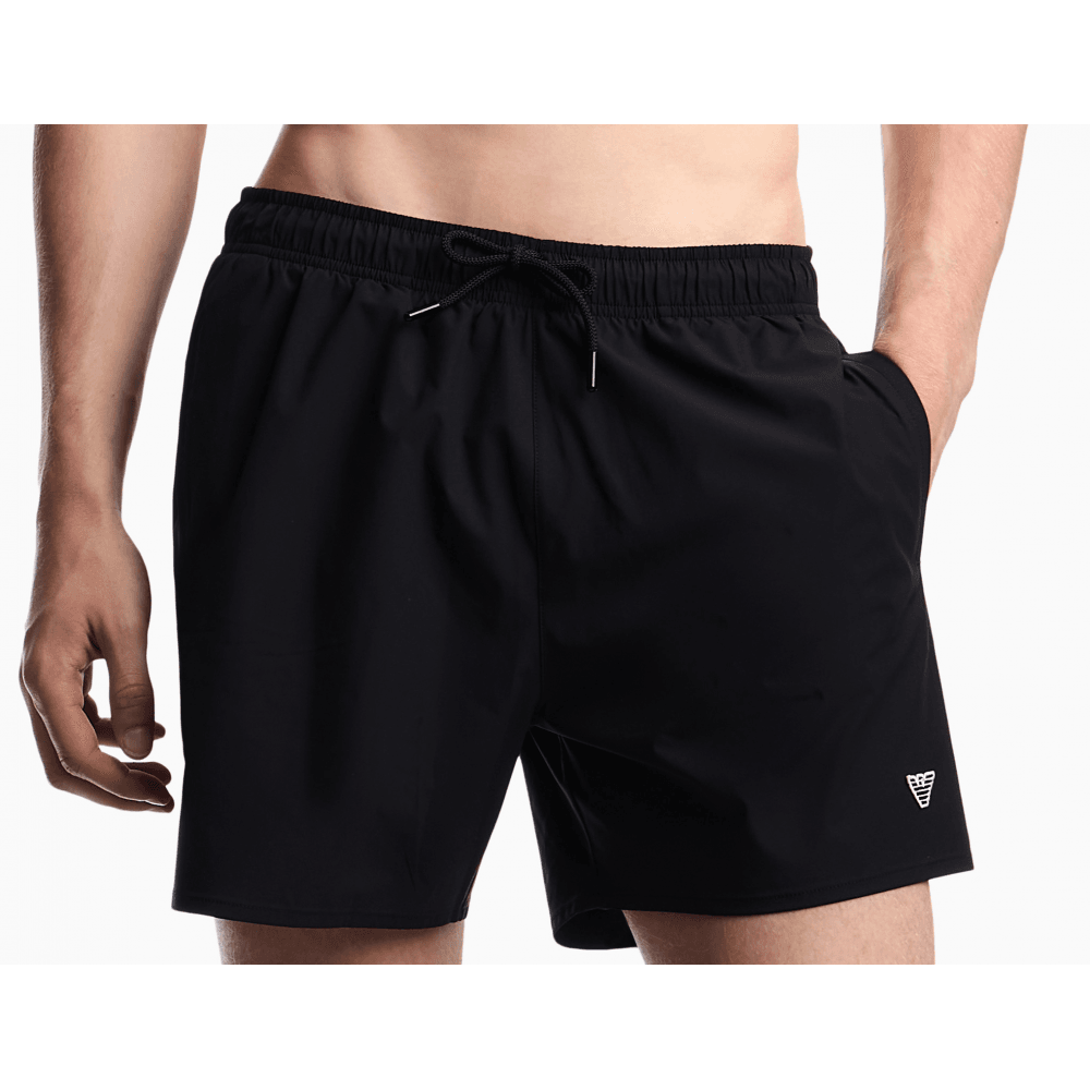 Nylon Embroidered Logo Navy Swim Shorts