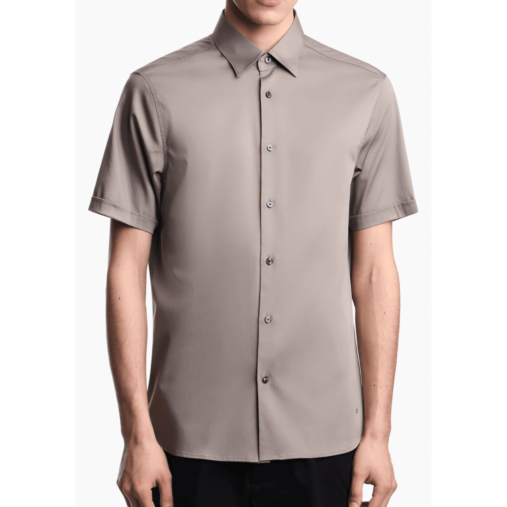 Pima Cotton Short Sleeve Brown Shirt