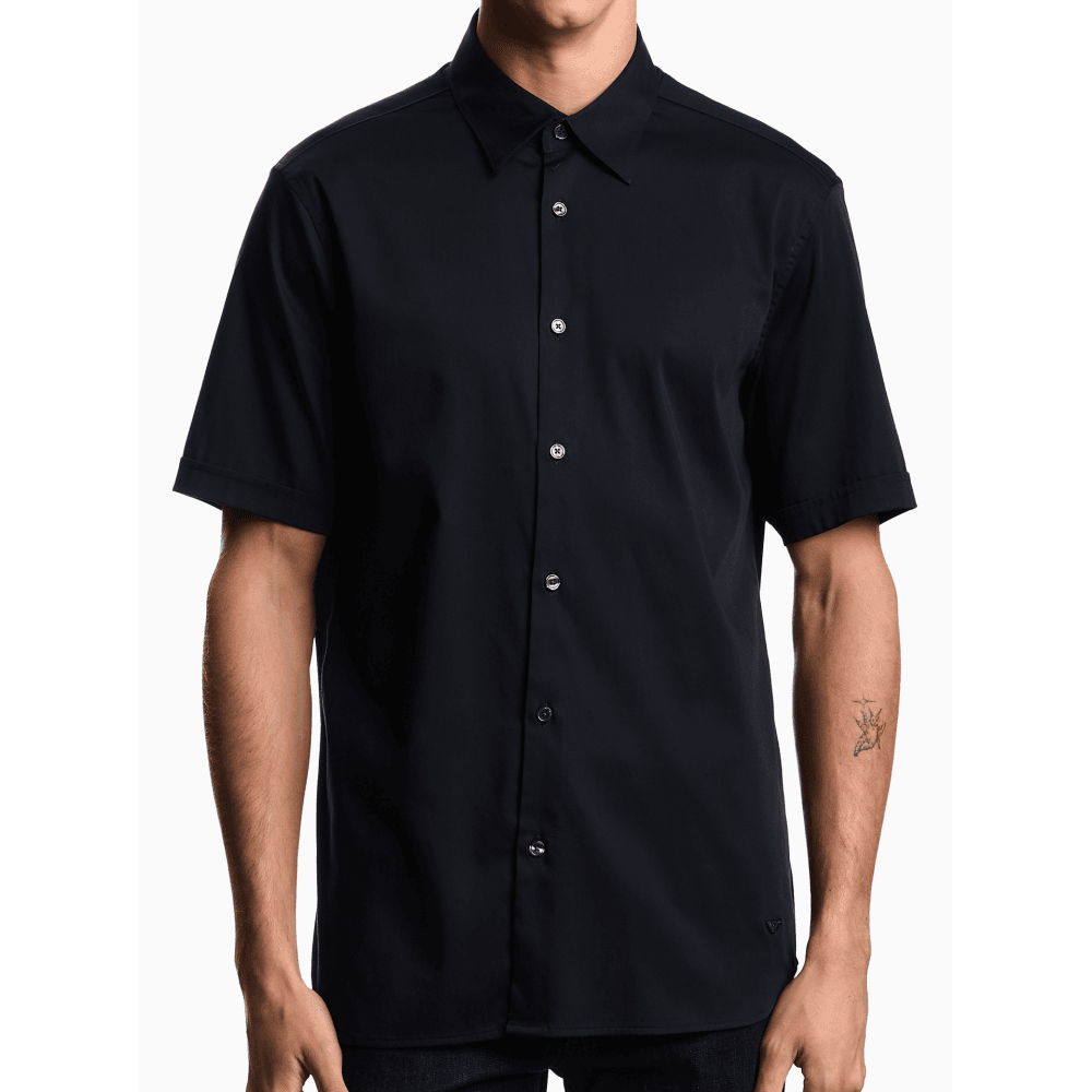 Pima Cotton Short Sleeve Navy Shirt
