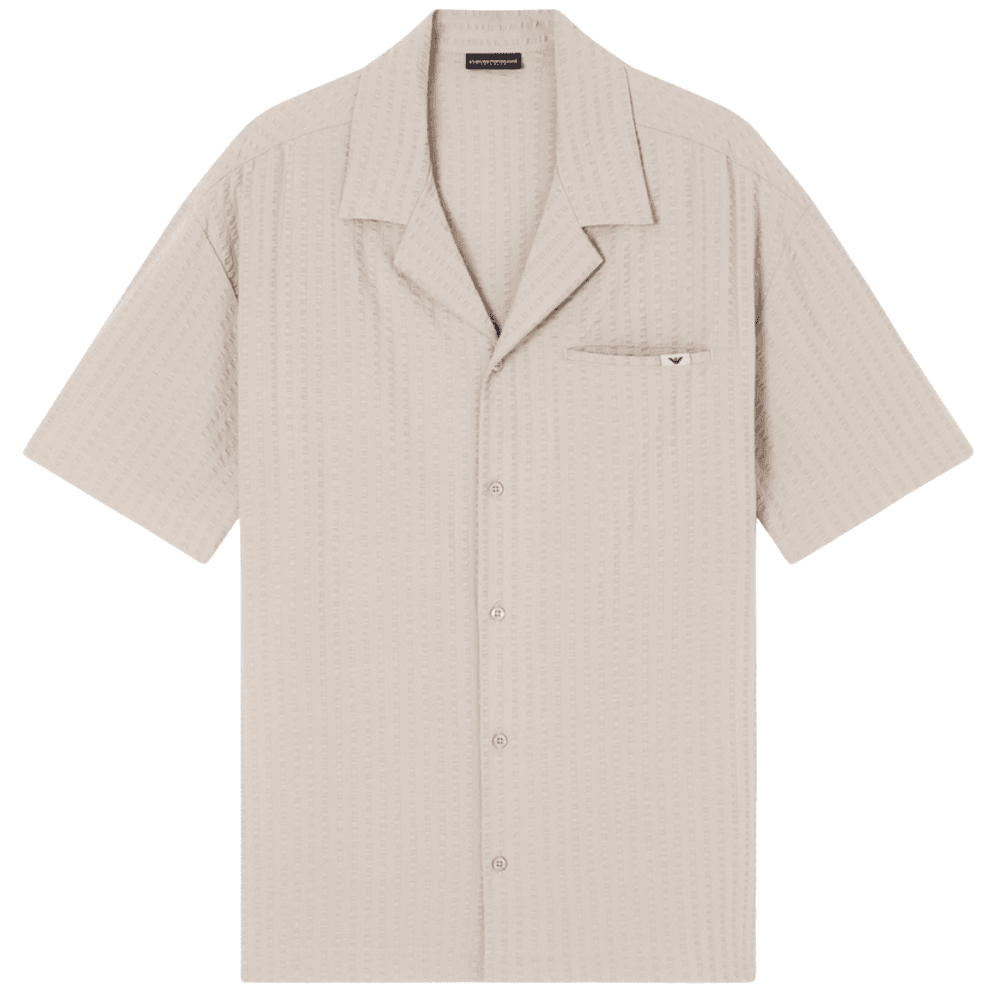 Seersucker Textured Beige Shirt Set