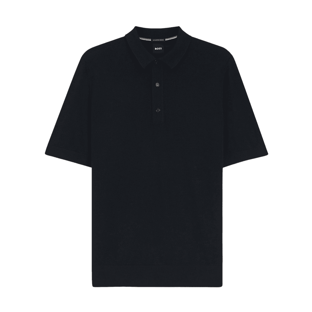 H-Nolano Fine Merino Knitted Navy Polo Shirt