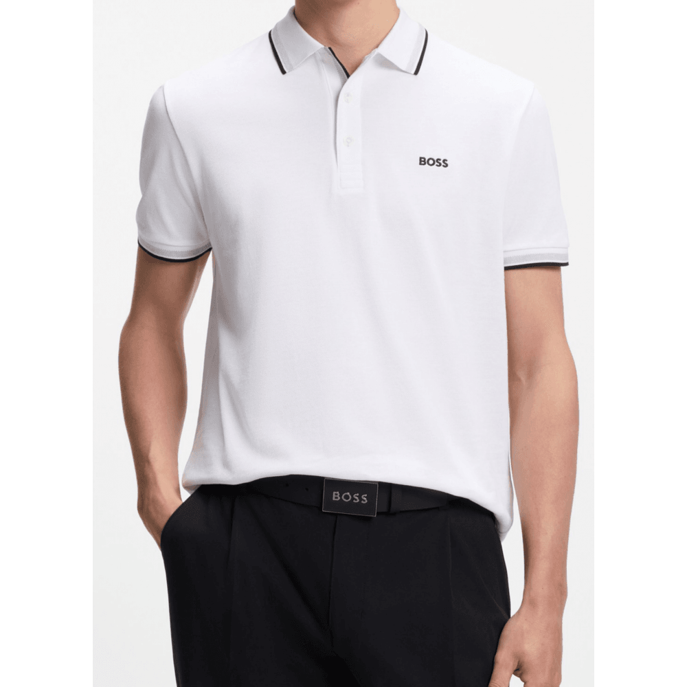 Paddy Cotton Pique White Polo Shirt