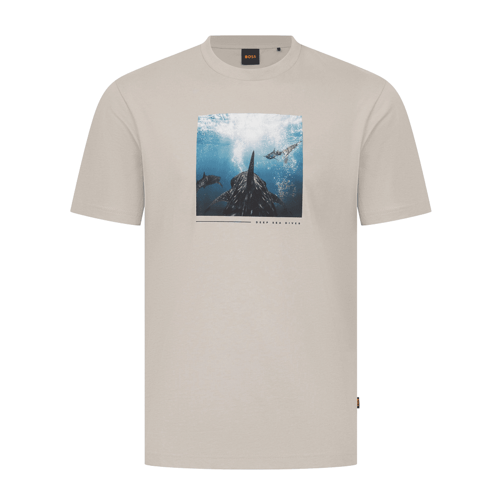 TEE_Creature Dolphin Graphic Beige T-Shirt