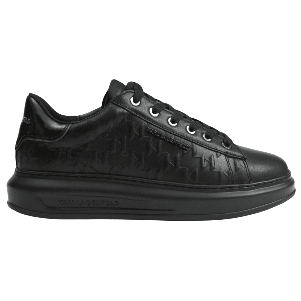Monogram Embossed Metal Logo Leather Black Sneaker