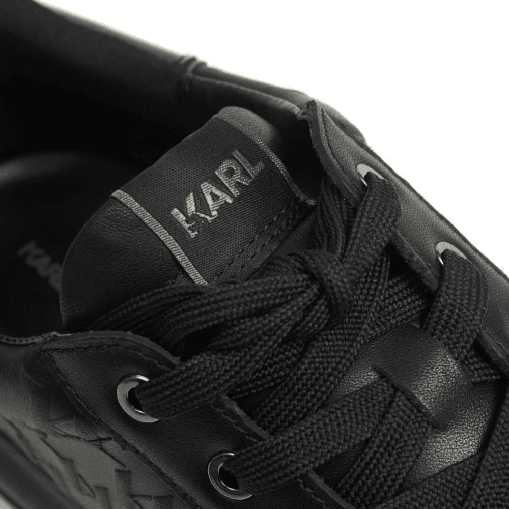 Monogram Embossed Metal Logo Leather Black Sneaker