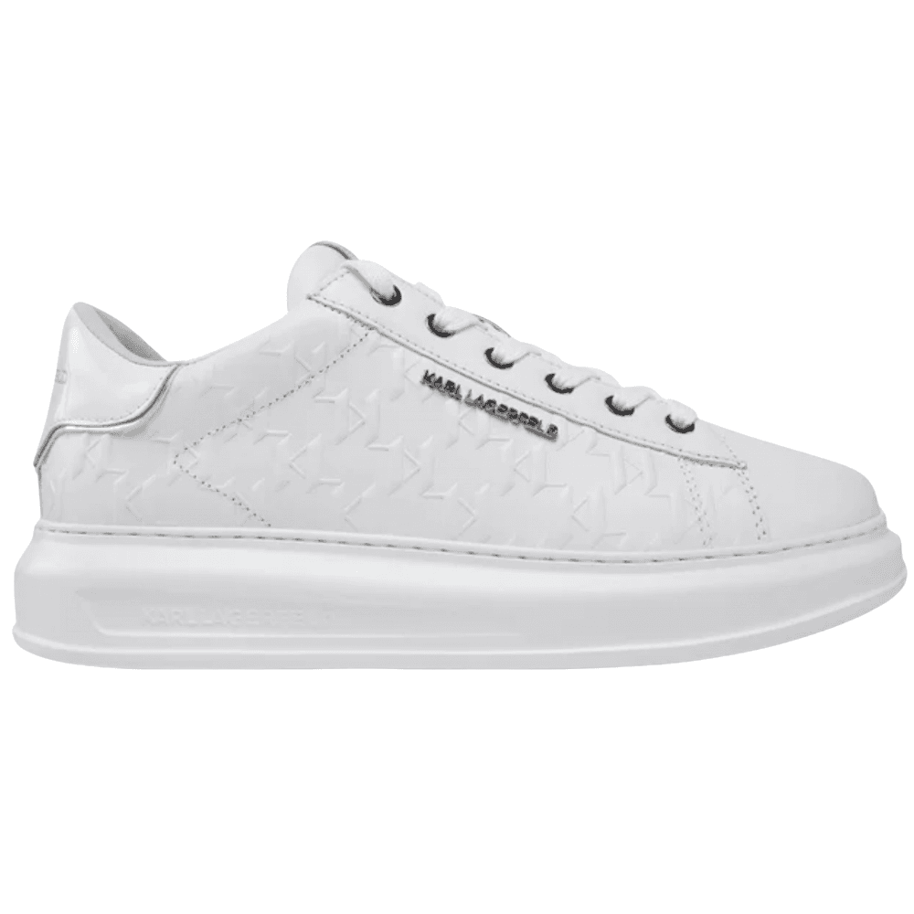 Monogram Embossed Metal Logo Leather White Sneaker