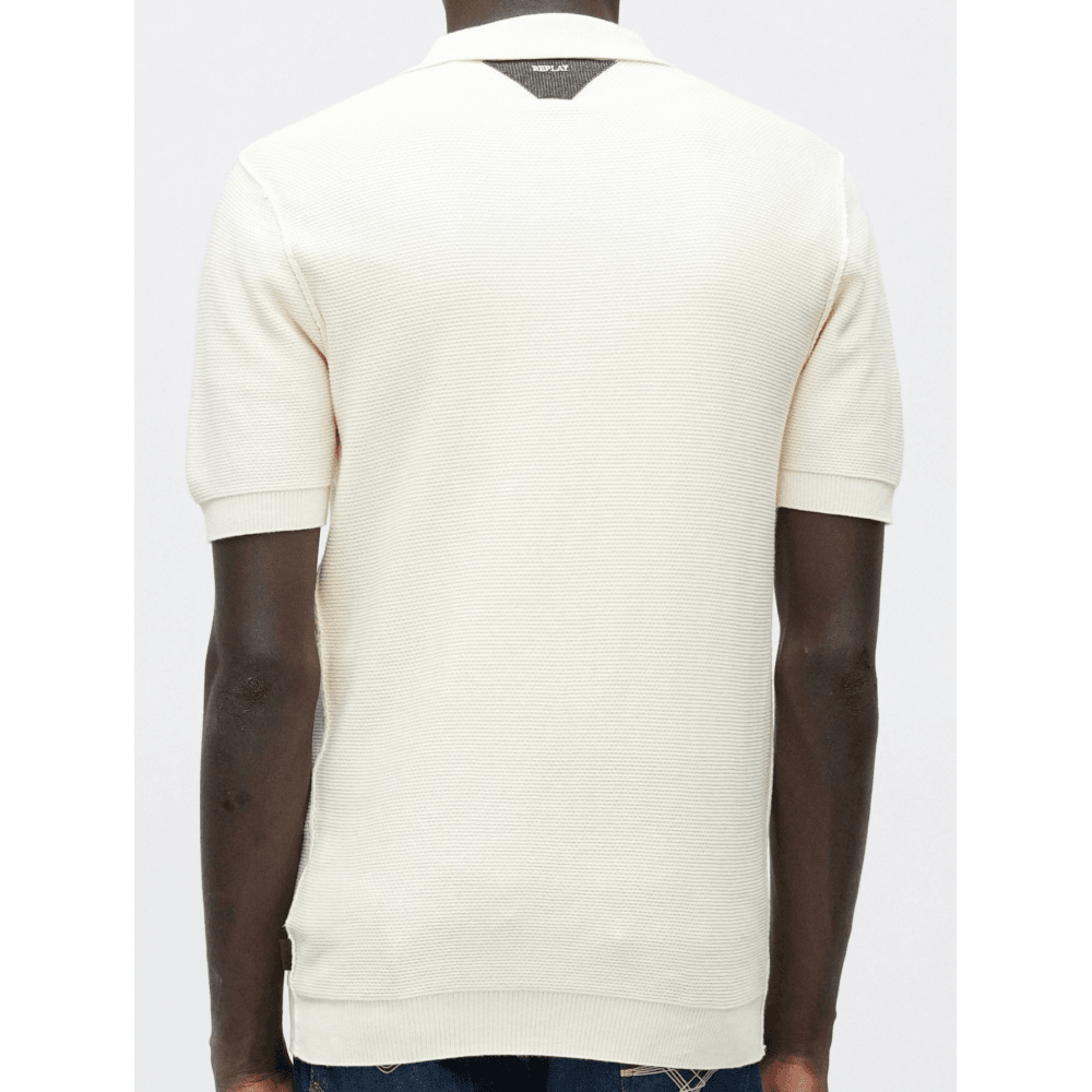 Knitted Cream Polo Shirt