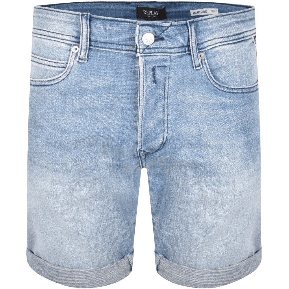 Light Wash Blue Stretch Denim Shorts