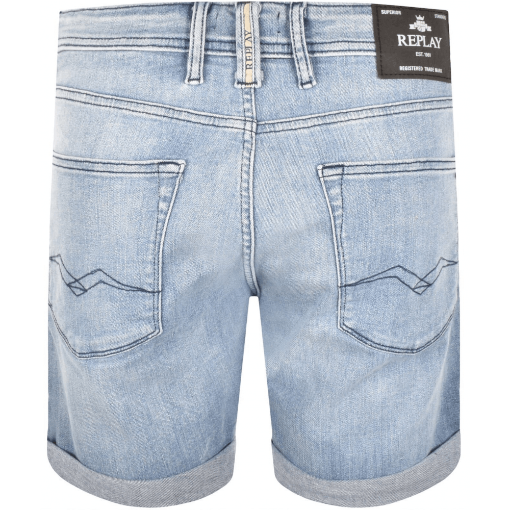 Light Wash Blue Stretch Denim Shorts