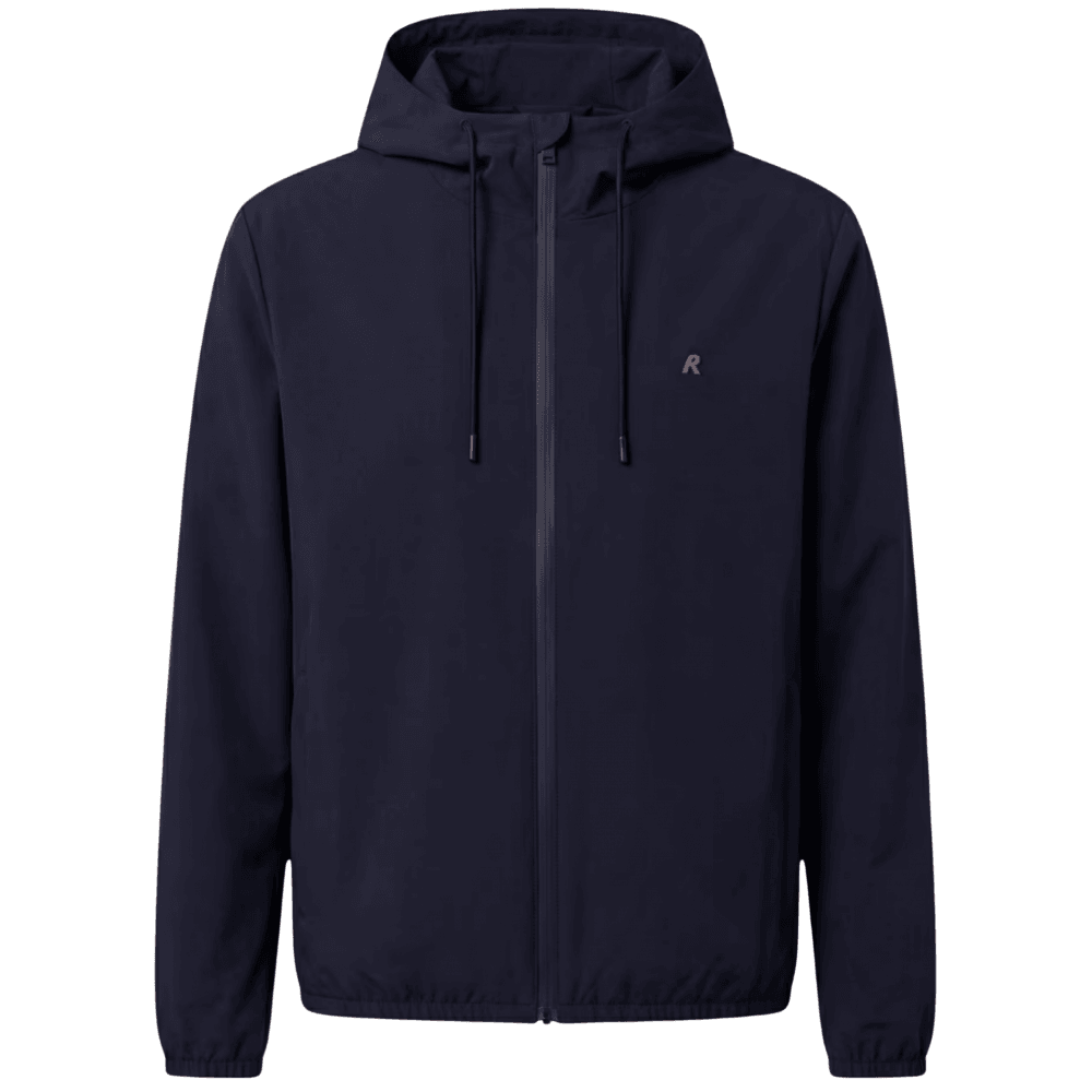 Nylon Embroidered Logo Navy Windbreaker Jacket