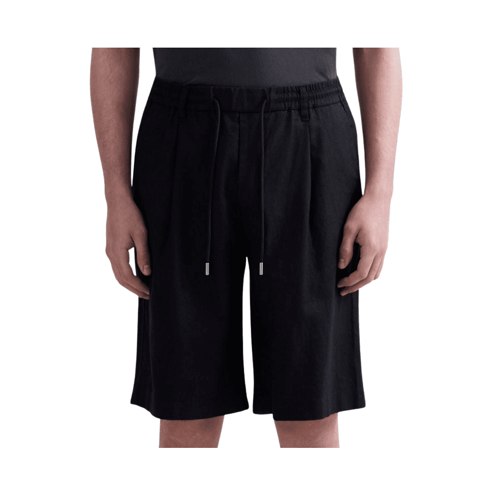 Regular Fit Black Linen Shorts