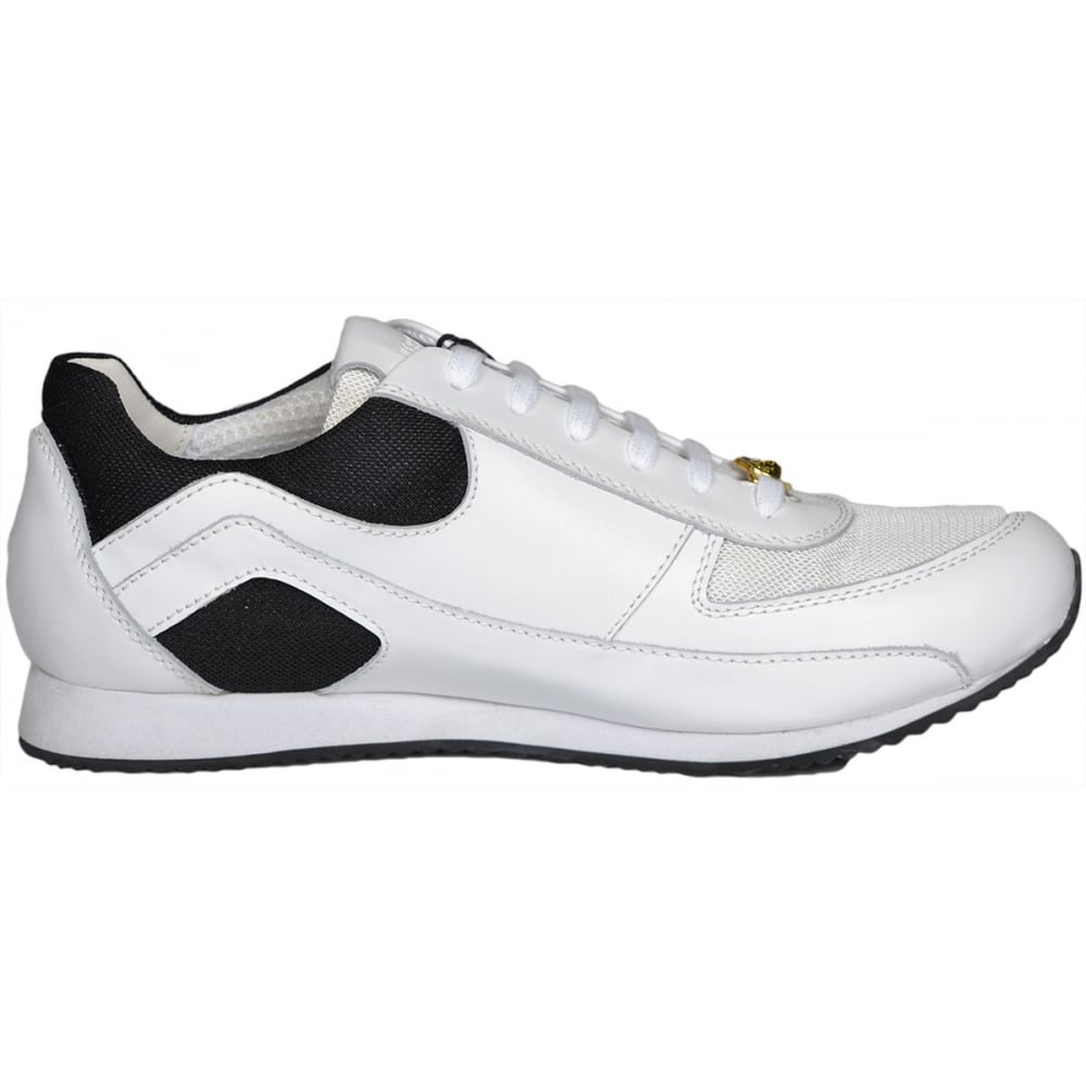 Versus Lion Head Leather Mesh White Trainers